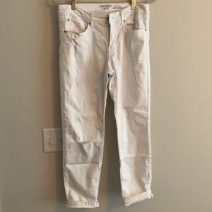 Levi’s white slim cuffed ripped jeans